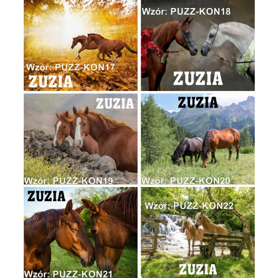 Puzzle A3 A4 KONIE Personalizowane z Dowolnym Napisem Imieniem Dużo Wzorów